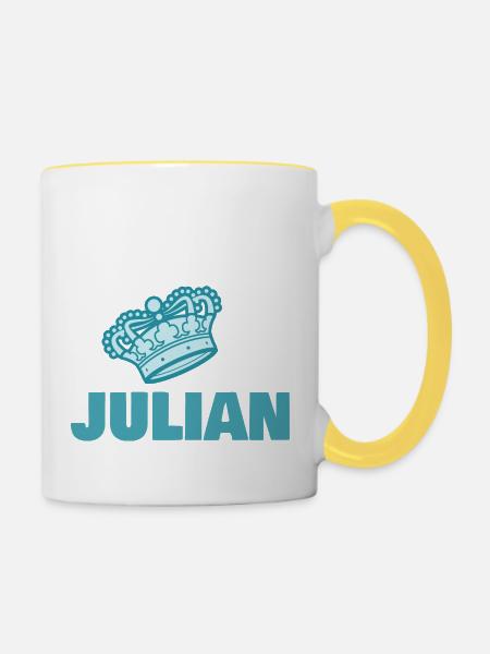 Vorname Julian - Tasse zweifarbig - Weiß/Gelb