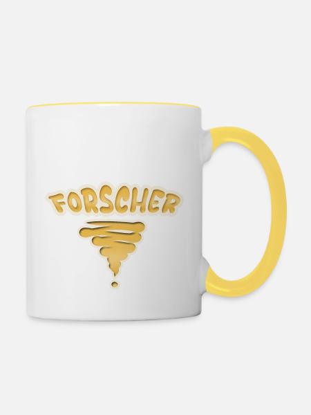 Geschenk für Forscher - Tasse zweifarbig - Weiß/Gelb