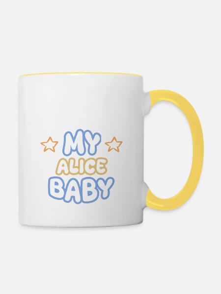 Vorname Alice - Tasse zweifarbig - Weiß/Gelb