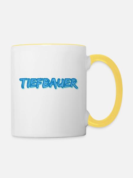 Tiefbauer als Job - Tasse zweifarbig - Weiß/Gelb