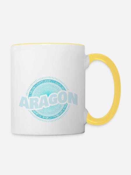 Aragon als Geschenkidee - Tasse zweifarbig - Weiß/Gelb