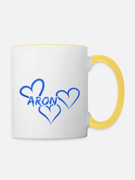 Aron als Aron - Tasse zweifarbig - Weiß/Gelb
