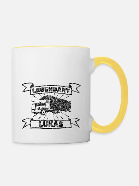 Vorname Lukas - Tasse zweifarbig - Weiß/Gelb