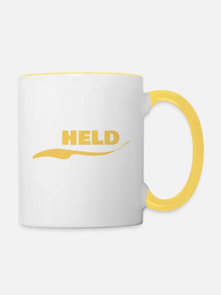 Geschenk für Held - Tasse zweifarbig - Weiß/Gelb