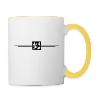Tente symbole de camping - Mug contrasté - blanc/jaune - Droite