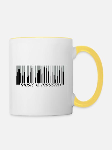 music is industry - Tasse zweifarbig - Weiß/Gelb