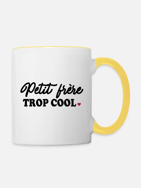 Brothers & Sisters "Zu cool" - Tasse zweifarbig - Weiß/Gelb
