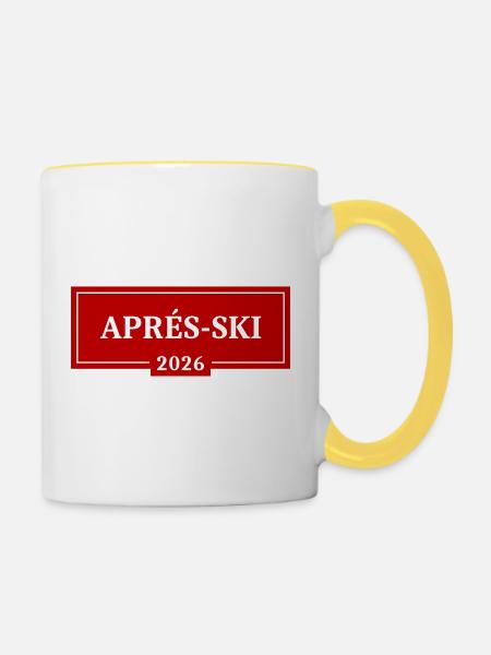 Apres Ski 2026 - Tasse zweifarbig - Weiß/Gelb