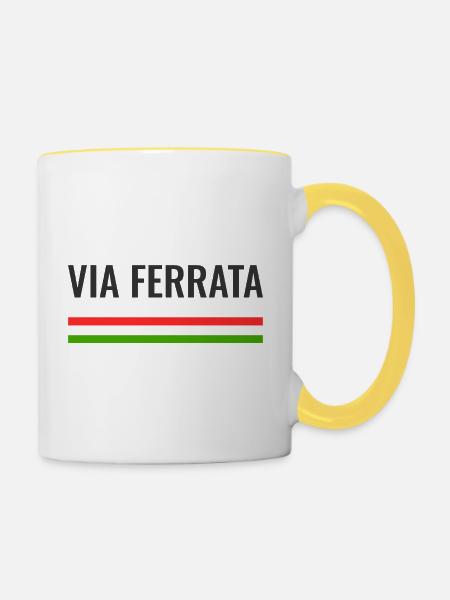 Klettersteig Italien - Tasse zweifarbig - Weiß/Gelb