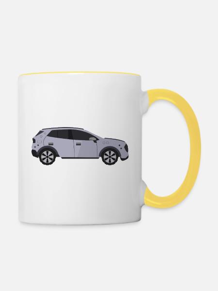 Auto - Tasse zweifarbig - Weiß/Gelb