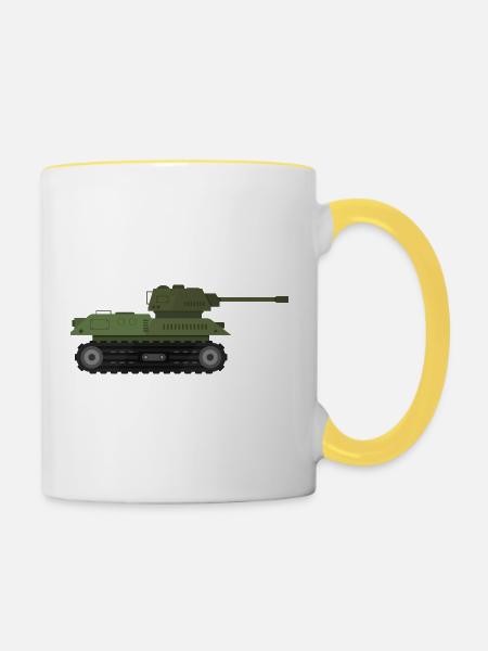 Militärpanzer - Tasse zweifarbig - Weiß/Gelb