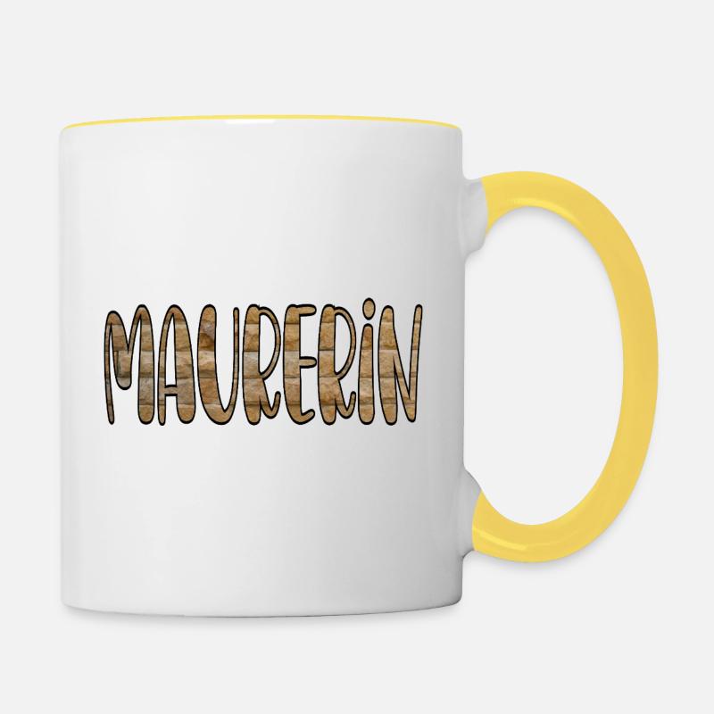 Industrie de la construction de maisons de maçon - Mug contrasté - blanc/jaune