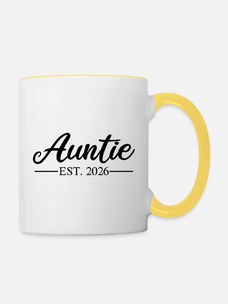 AUNTIE est 2026 - Tasse zweifarbig - Weiß/Gelb