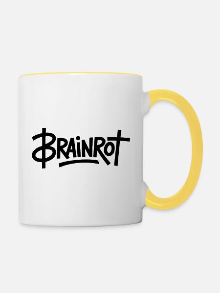 Brainrot – Lustige Gen-Alpha-Memes - Tasse zweifarbig - Weiß/Gelb
