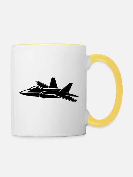 Flugzeug - Tasse zweifarbig - Weiß/Gelb