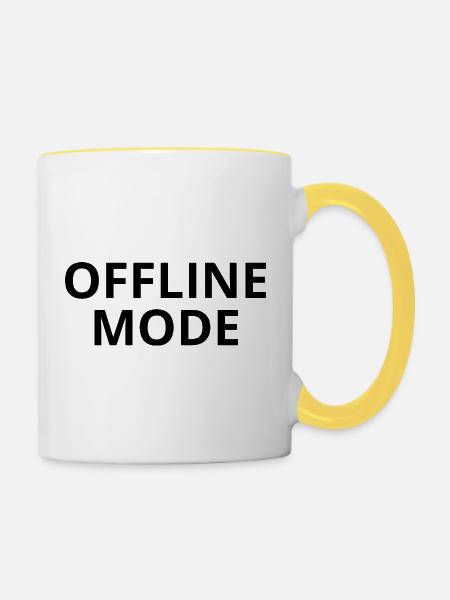 OFFLINE-MODUS – Minimales Unisex-Sweatshirt - Tasse zweifarbig - Weiß/Gelb