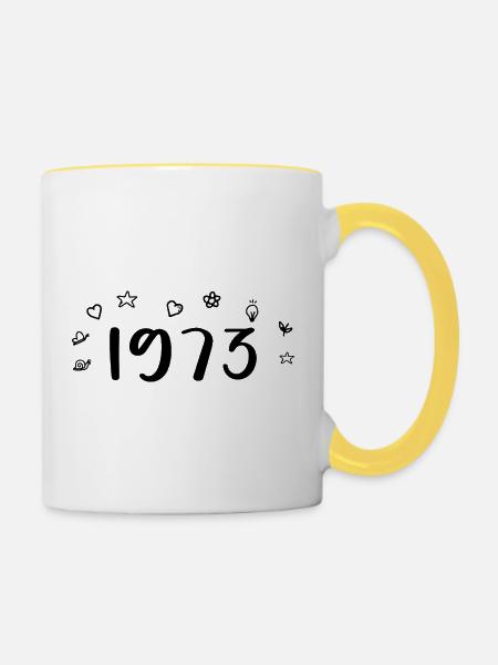 1973 Jubiläum 1973 Retro 1973 - Tasse zweifarbig - Weiß/Gelb