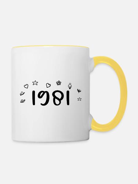 1981 Jubiläum 1981 Retro 1981 - Tasse zweifarbig - Weiß/Gelb