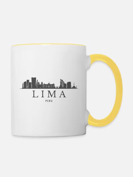 Lima, Peru, Limas Skyline - Tasse zweifarbig - Weiß/Gelb