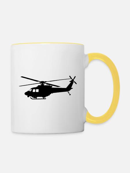 Hubschrauber - Tasse zweifarbig - Weiß/Gelb