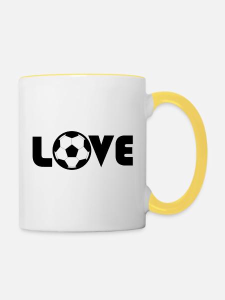 Für Fußballliebhaber - Tasse zweifarbig - Weiß/Gelb