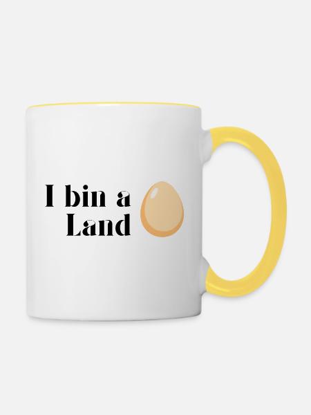 Ich bin ein Landei - Tasse zweifarbig - Weiß/Gelb