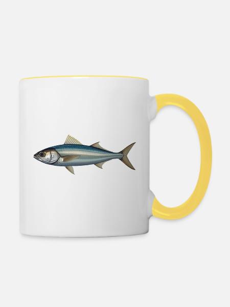 Azure Silver Fish Illustration - Tasse zweifarbig - Weiß/Gelb