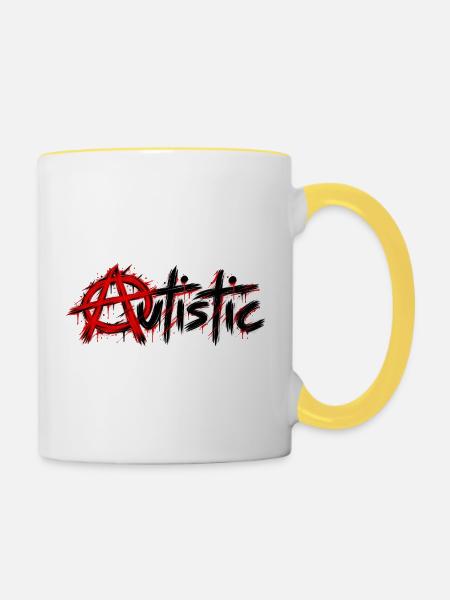 autistic - Autismus - Tasse zweifarbig - Weiß/Gelb