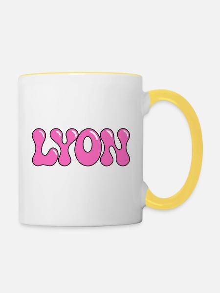 Lyon Fluid Pink Blasen - Tasse zweifarbig - Weiß/Gelb
