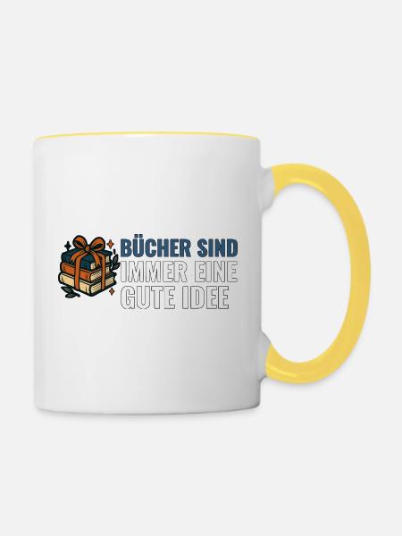 Bücher sind immer eine gute Idee. - Tasse zweifarbig - Weiß/Gelb
