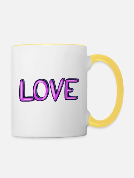Neon-Liebe Design - Tasse zweifarbig - Weiß/Gelb
