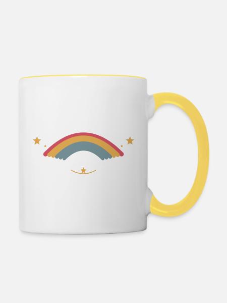 Pastellregenbogen mit Sternen - Tasse zweifarbig - Weiß/Gelb
