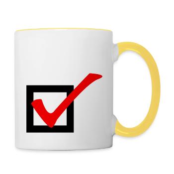 Abhaken - Tasse zweifarbig - Weiß/Gelb - Rechts