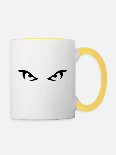 die Augen - Tasse zweifarbig - Weiß/Gelb