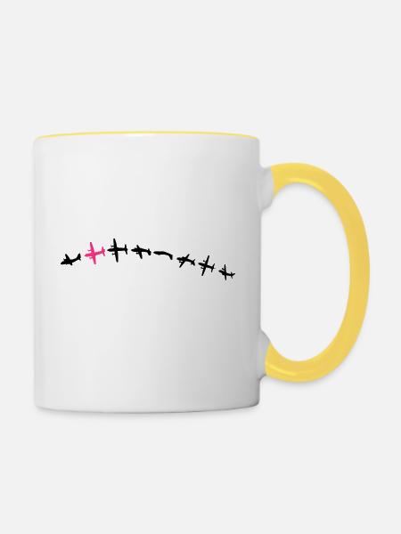 Aircraft-Roll-2Col - Tasse zweifarbig - Weiß/Gelb
