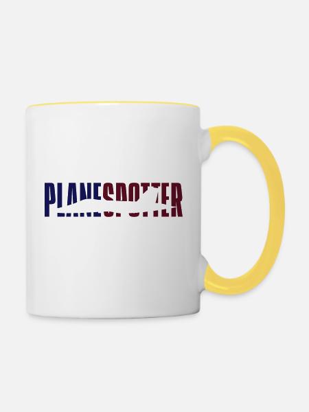PlaneSpotter - Tasse zweifarbig - Weiß/Gelb