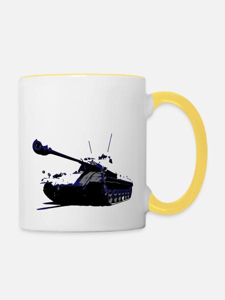 Kettenfahrzeug - Tasse zweifarbig - Weiß/Gelb