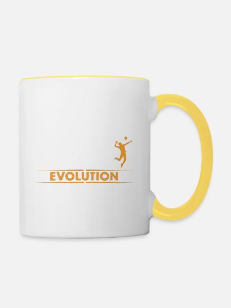 Volleyball Evolution - orange/weiss - Tasse zweifarbig - Weiß/Gelb
