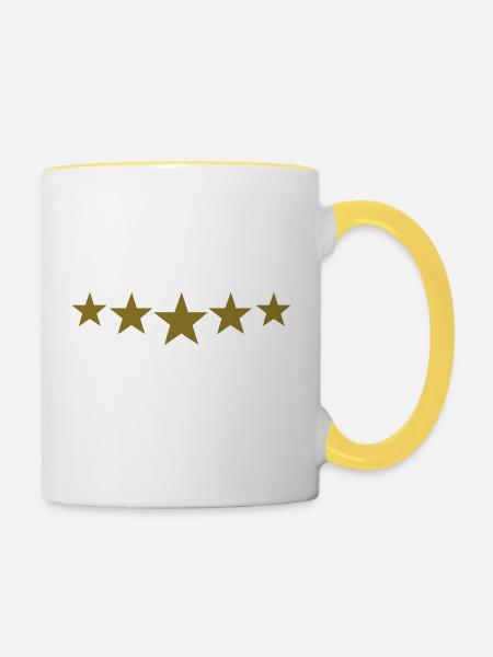 5 star - Tasse zweifarbig - Weiß/Gelb