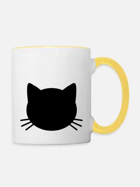 Cute Cat Face - Tasse zweifarbig - Weiß/Gelb