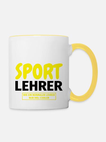 Sportlehrer Geschenk - Tasse zweifarbig - Weiß/Gelb