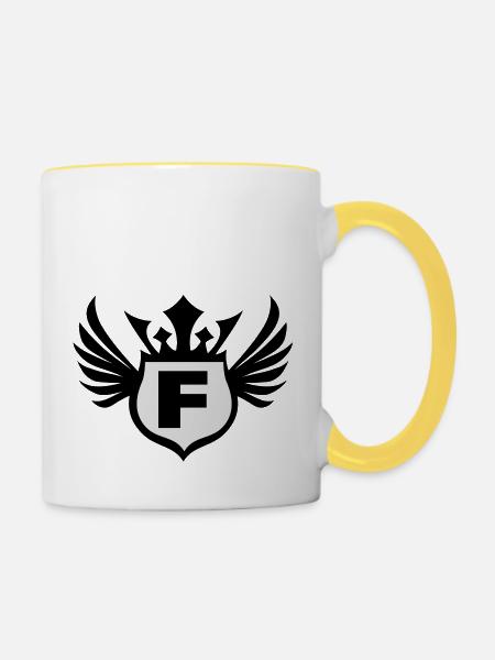 schild_f_f2 - Tasse zweifarbig - Weiß/Gelb