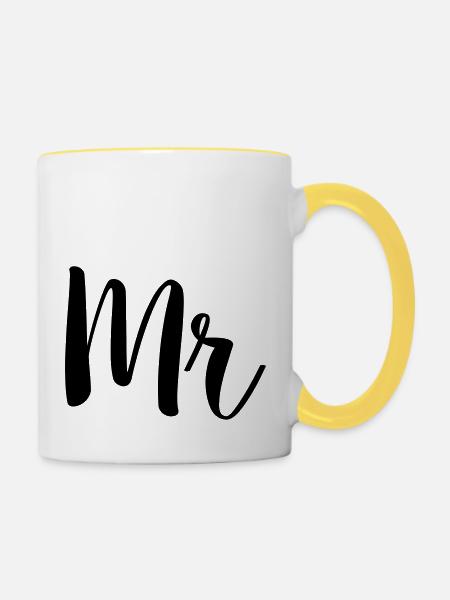 mr simple - Tasse zweifarbig - Weiß/Gelb