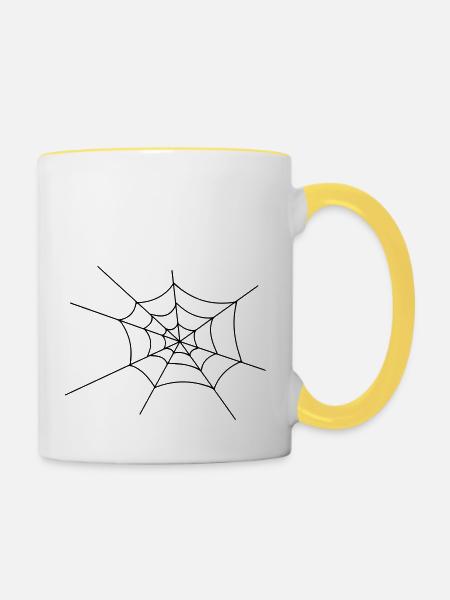 spider_web - Tasse zweifarbig - Weiß/Gelb