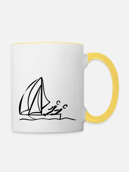 Segeln Jolle - Tasse zweifarbig - Weiß/Gelb