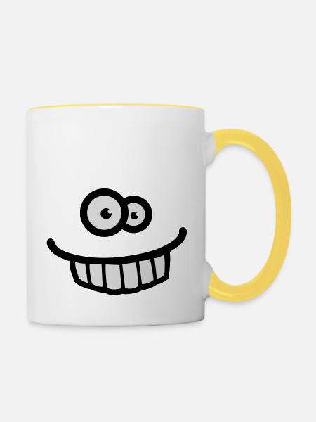 funny_face - Tasse zweifarbig - Weiß/Gelb