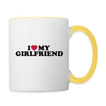 I love my girlfriend - Tasse zweifarbig - Weiß/Gelb - Rechts
