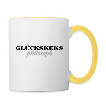 Glückskeks Philosoph - Tasse zweifarbig - Weiß/Gelb - Rechts