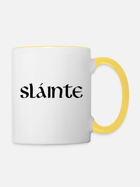 Slainte text de - Tasse zweifarbig - Weiß/Gelb