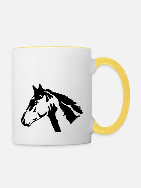Pferdekopf - Tasse zweifarbig - Weiß/Gelb